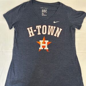 Houston Astros H-Town Women's V-Neck Nike The T-Shirt Gray Cotton Blend Monogram